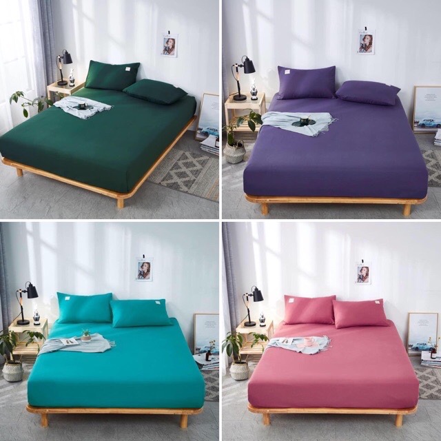 Sét ga gối 1 màu trơn cotton tici cao cấp , tặng kèm 1 vỏ ôm cùng bộ