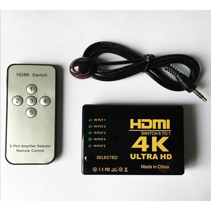 Bộ chia cổng HDMI cho nhiều thiết bị 5 ra 1 hỗ trợ 4K UltraHD có Remote - Home and Garden
