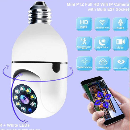 CAMERA YOOSEE IP HÌNH BÓNG ĐÈN 8 LED MẪU MỚI 2.0MPX - MÃ HK211 - XOAY 360 ĐỘ