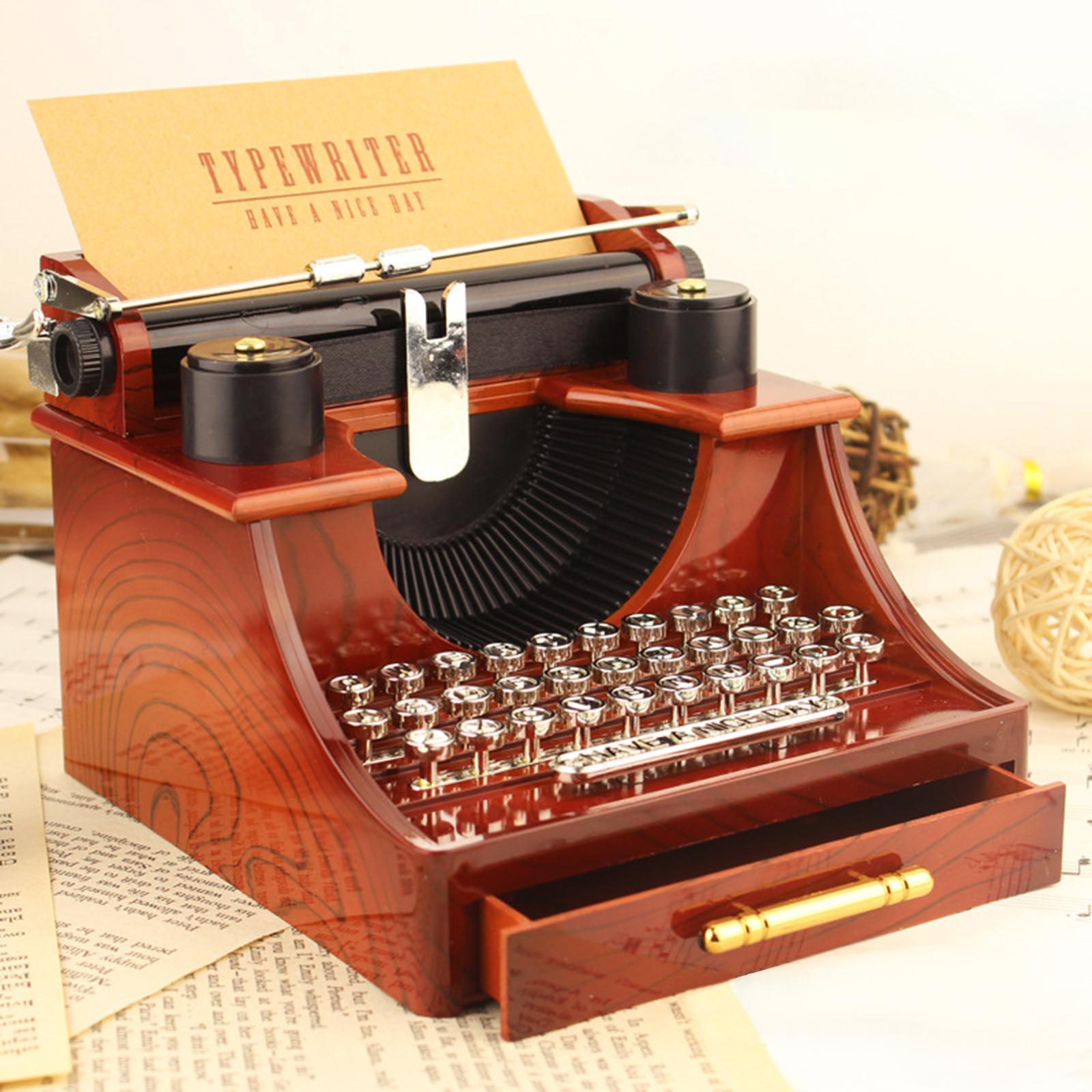 Typewriter Music Box Tabletop Ornaments Clockwork Music Box for Event Party