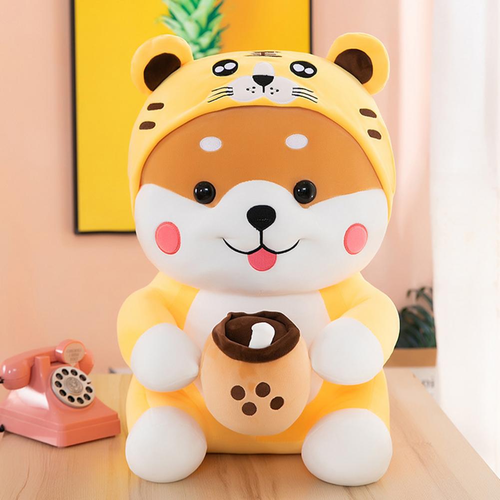 Thú nhồi bông shiba cosplay hổ ôm trà sữa - Size từ 40cm đến 55cm - Quà tặng shiba ôm trà sữa nhồi bông êm mịn dễ thương - Gối ôm mềm mịn cho bé