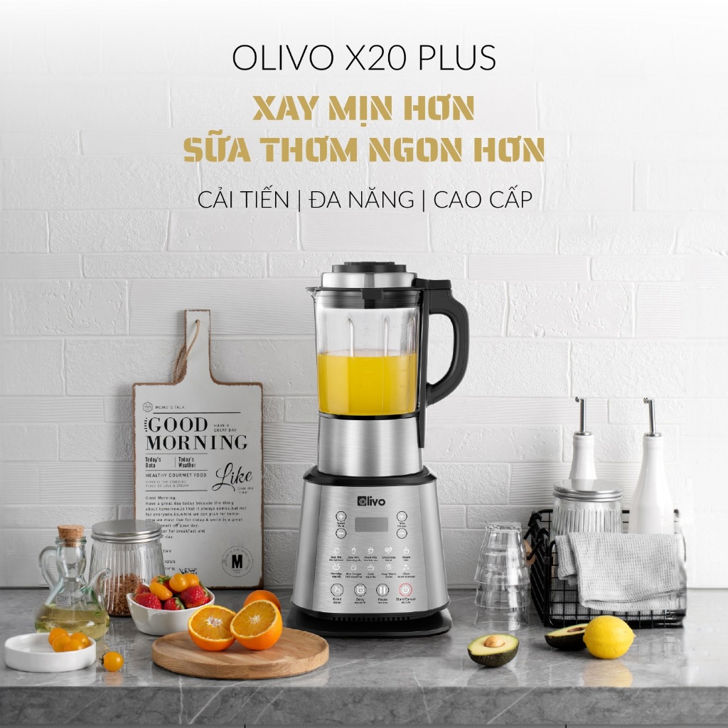 Máy Làm Sữa Hạt OLIVO X20 PLus, Sấy Khử Khuẩn - Tạm Dừng Khi Nấu, 2000W - 1,75Lit, Hàng Chính Hãng