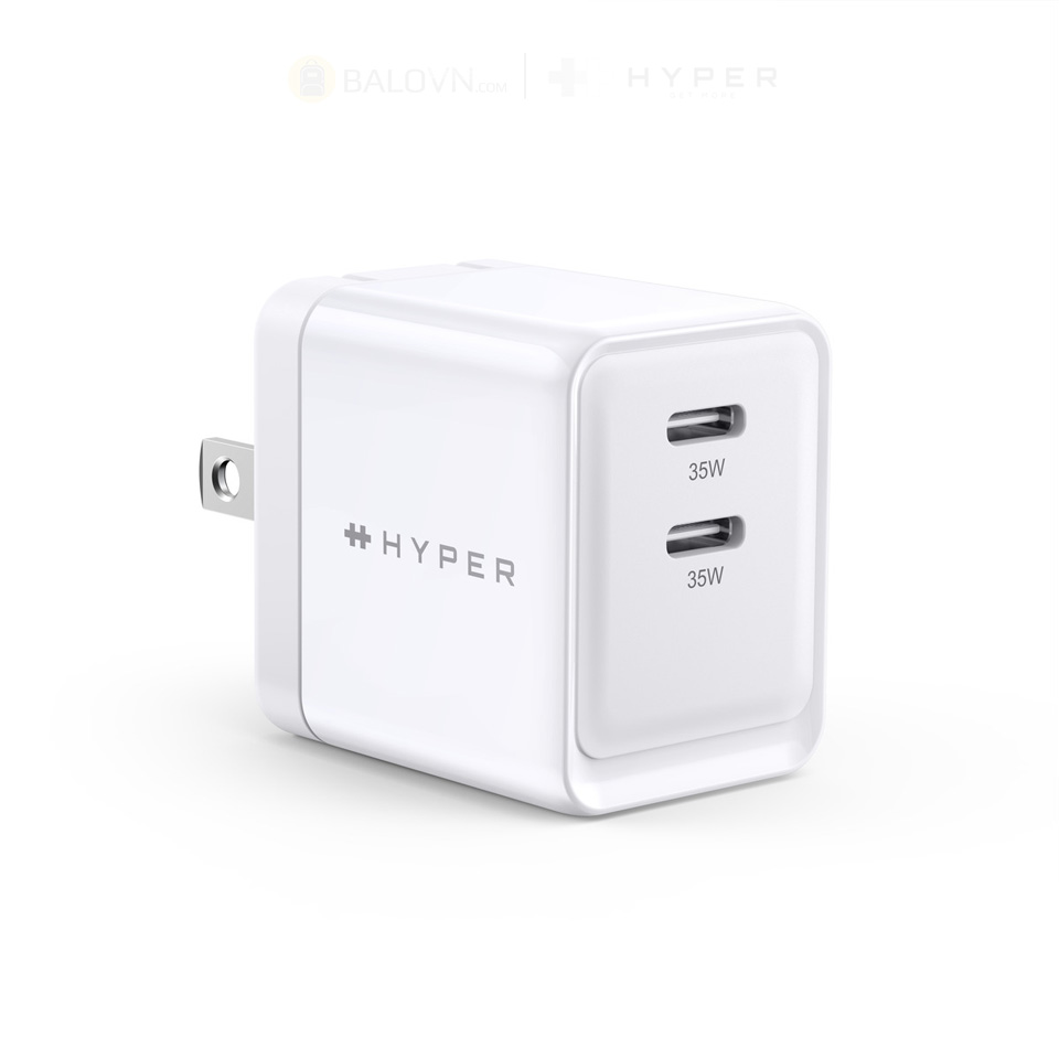 SẠC NHANH IPHONE 14 I 13 I 12 HYPER GAN II DUAL USB-C PPS 33W / PD 35W Dành Cho iPhone 14/13/12 Series - Hàng Chính Hãng