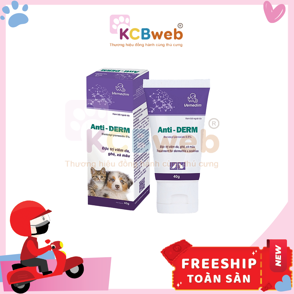 Kem bôi ngoài da Anti-Derm, mụn, ghẻ, xà mâu cho thú cưng