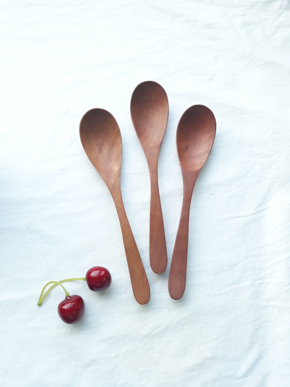 Bộ 6 thìa gỗ nhãn màu nâu ăn cơm 17.3 cm x 2.5 cm