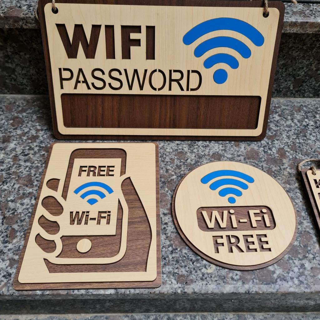 Bảng thông tin wifi bằng gỗ handmade trang trí Decor shop, Cửa Hàng