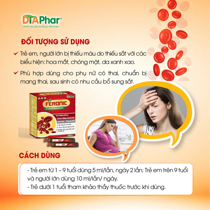 Siro uống Sắt Bỗ sung sắt cho phụ nữ có thai và cho con bú Hộp 20 ống Tâm An Pharma