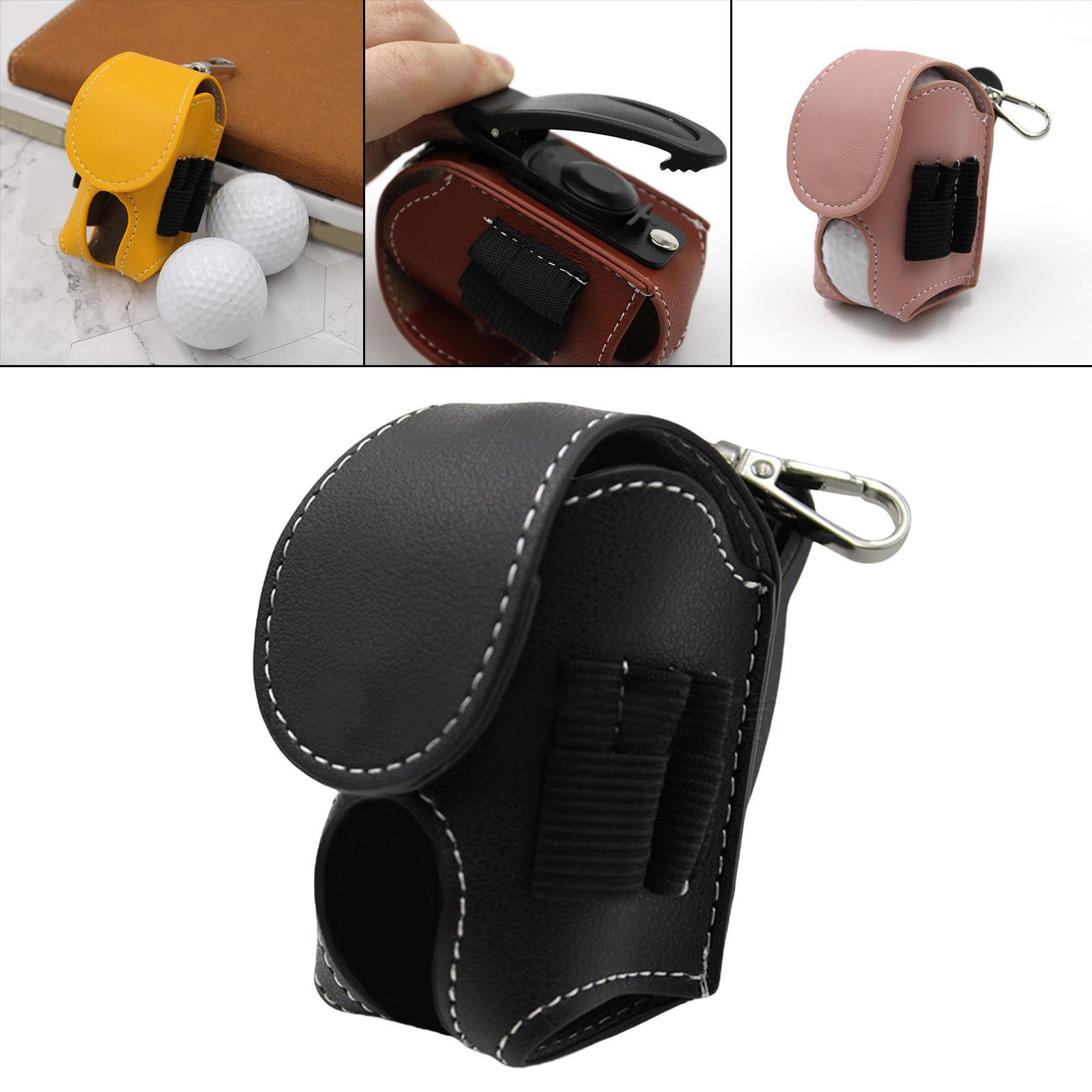 PU Leather Golf Ball Carry Bag Waist Pouch with Hook Golf Accessory