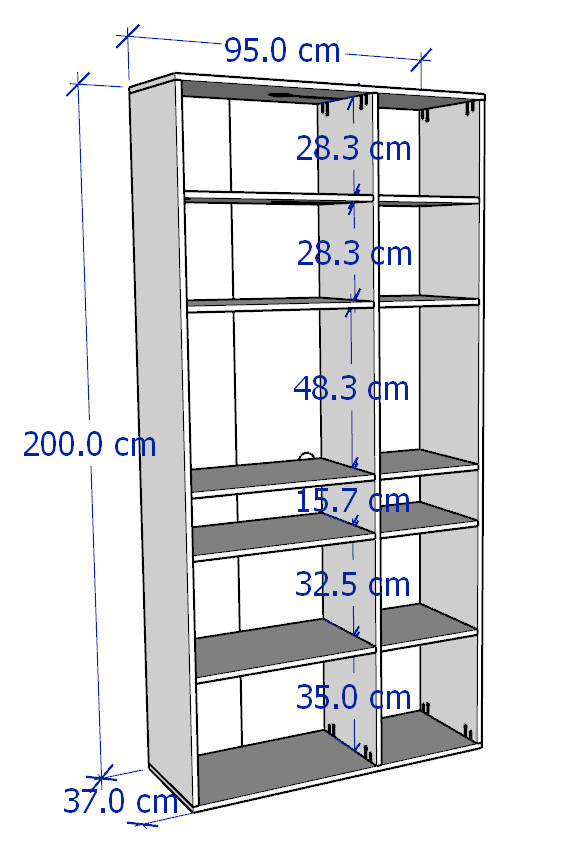 SOSIA, kệ sách 2 gian 6 tầng, Phong cách Bắc Âu, 95x37x200cm