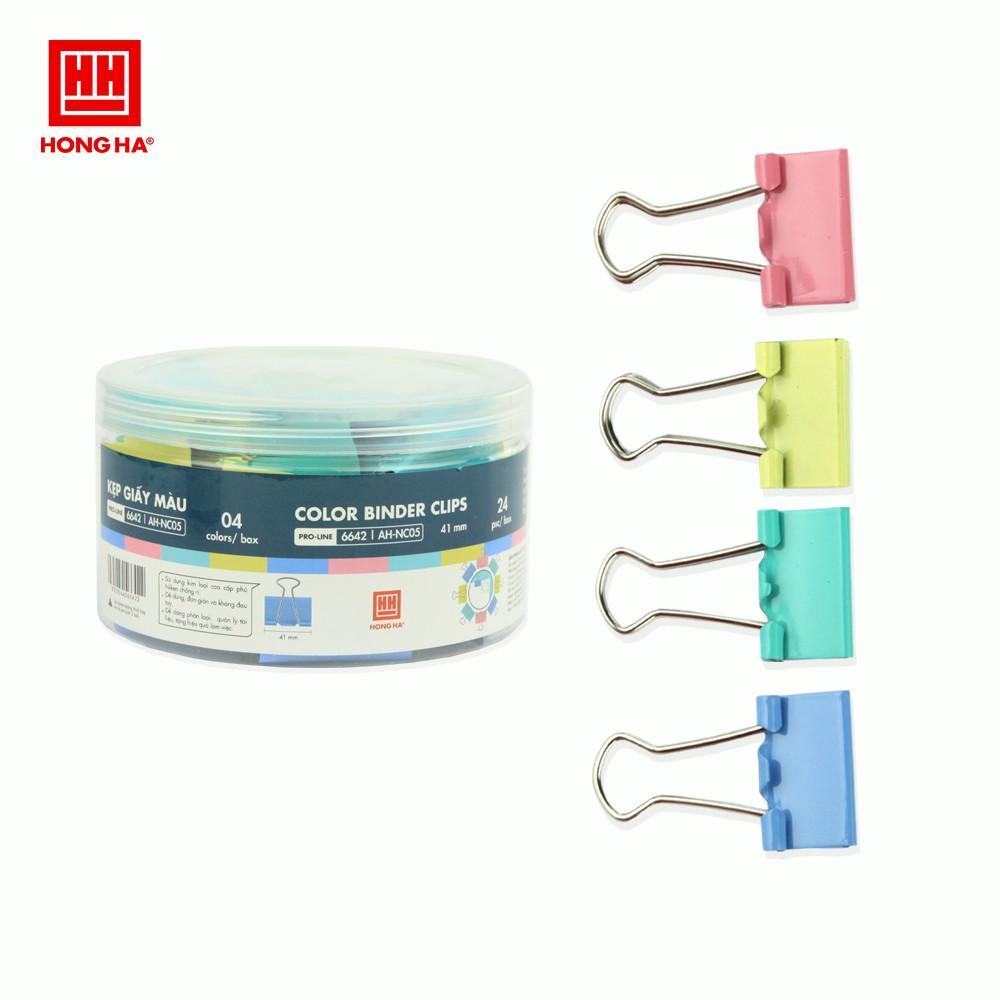 Kẹp bướm, kẹp giấy màu Hồng Hà 41mm 6642