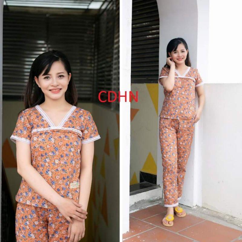 Quần áo mặc nhà cổ vuông ren xinh
