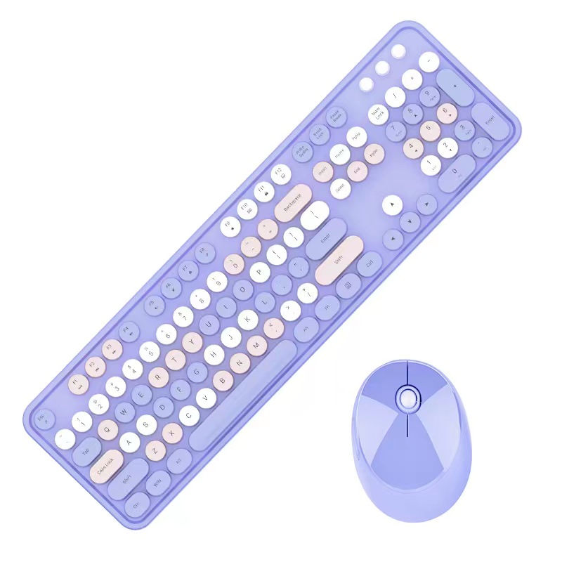 Bàn phím và chuột màu hỗn hợp trò chơi 2.4Ghz không dây Vintage Universal Bàn phím và bàn chơi game dành cho nữ