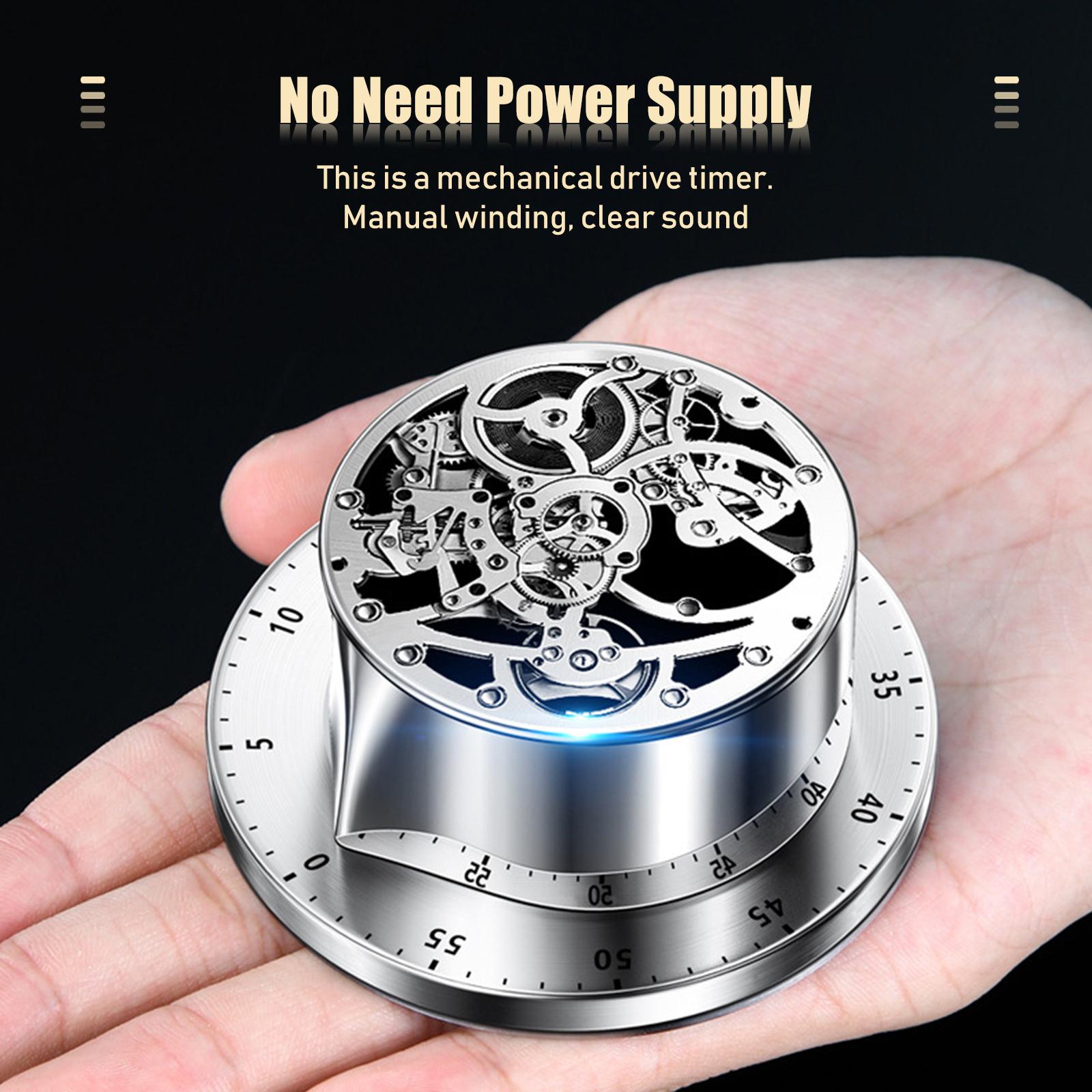 Kitchen Timer No Battery Timer Manual Stainless Steel Mechanical Rotating Alarm Magnetic Backing Time Management Timer