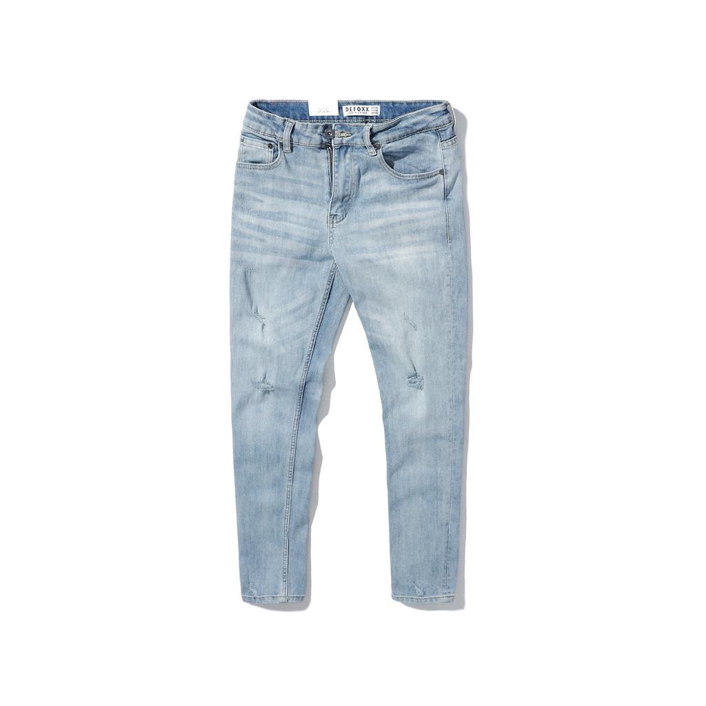 QUẦN JEAN xanh nhạt wash rách DF form slimfit - RIPPED JEAN WASH DF BLUE 230210 | LASTORE MENSWEAR