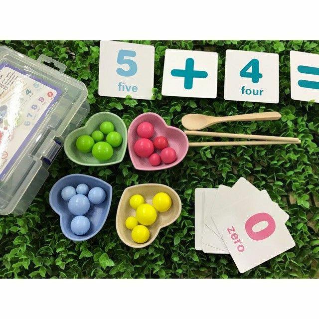 Đồ Chơi Gắp Bi Gỗ - Giáo Cụ Montessori Luyện Vận Động Tinh Cho Bé