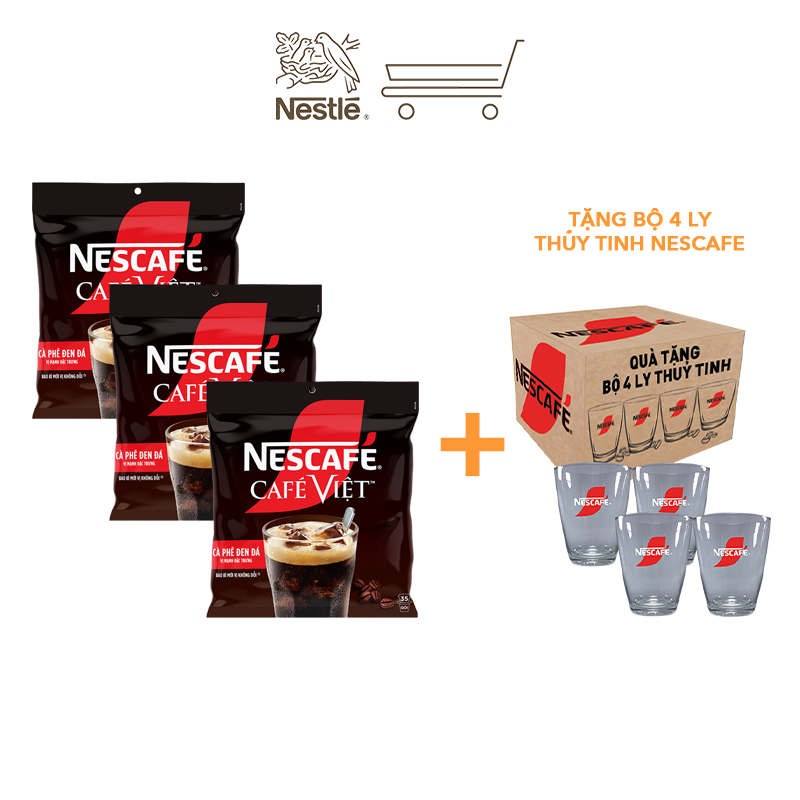 [Tặng Ca đá 1L] Combo 3 Bịch Cà phê Hòa tan NESCAFÉ CAFÉ VIỆT 35 gói Vị Mạnh đặc trưng
