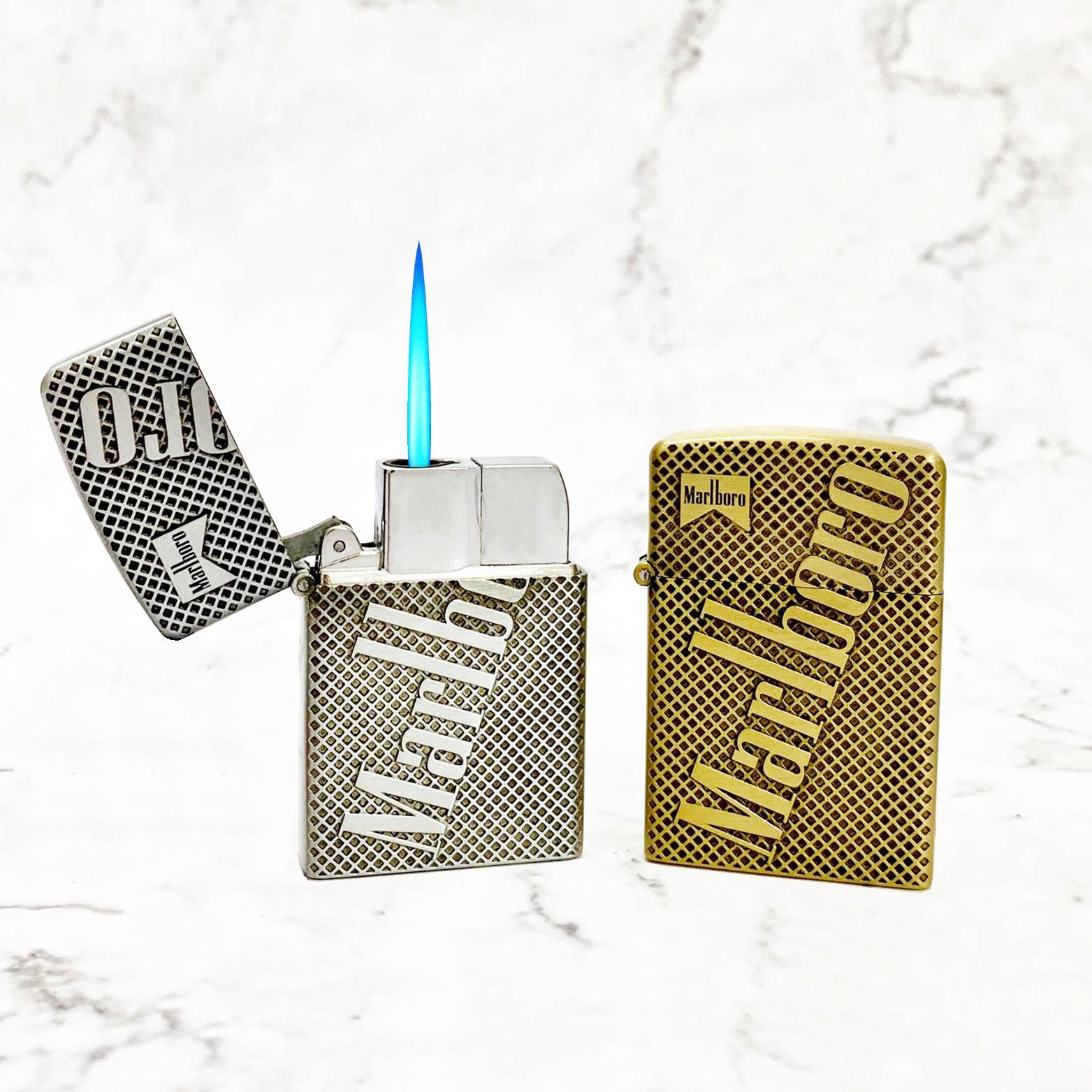Hột quẹt bật lửa khè khắc nổi Logo MARLBORO 139 kim loại nguyên khối - xài gas