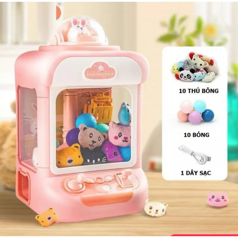 Máy gắp thú - Máy gắp thú bông mini cho bé kích thước lớn đầy đủ nhạc đèn và có sẵn rất nhiều gấu bông + bóng