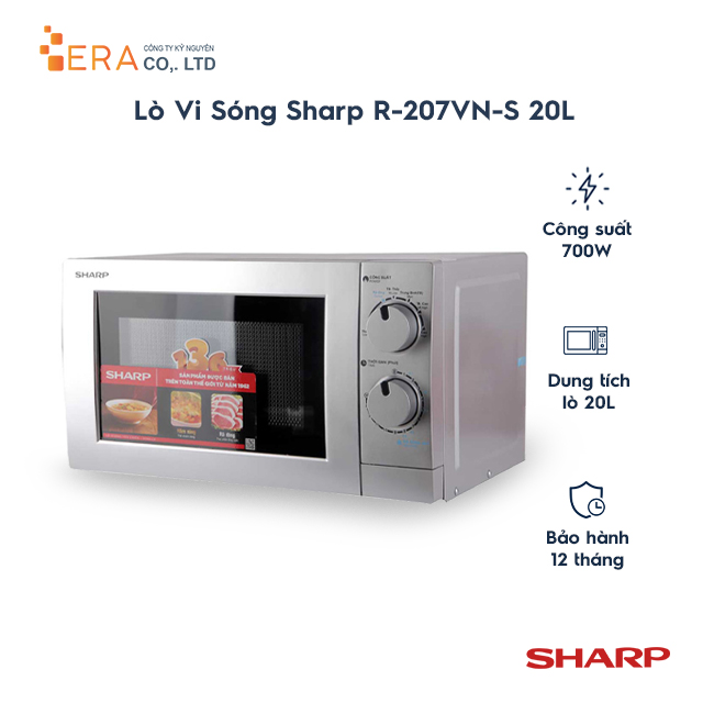 Lò Vi Sóng Sharp R-207VN-SL (20L) - Hàng Chính Hãng