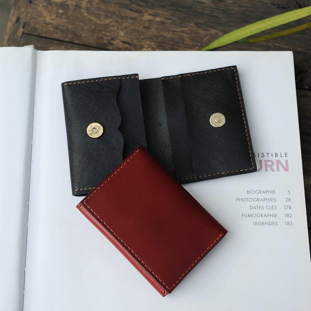 Ví nữ mini màu đen, sản phẩm handmade da bò Saffiano nhập khẩu, miễn phí khắc tên - DT92746