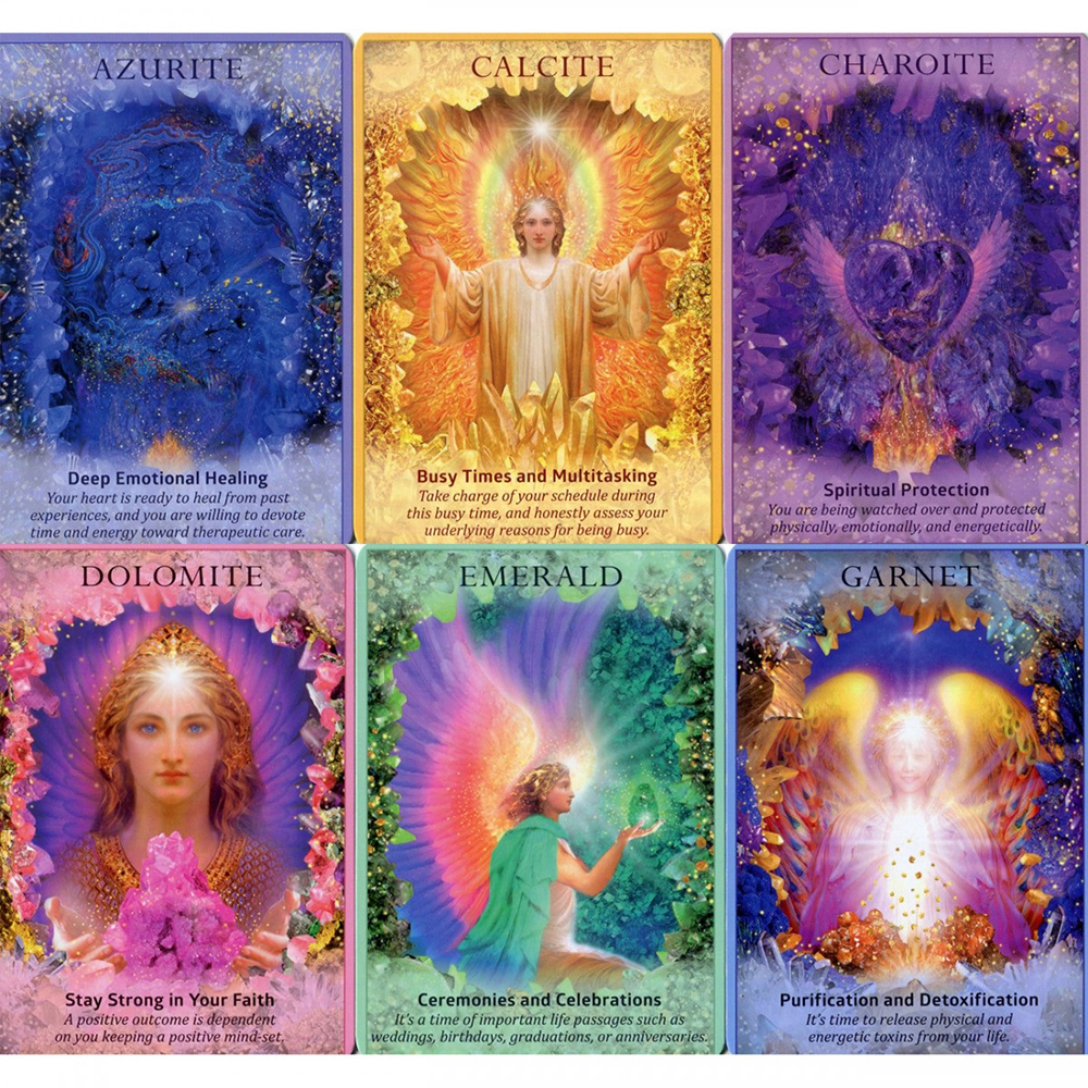 Bài Oracle Crystal Angels 44 Lá Bài Tặng Đá Thanh Tẩy