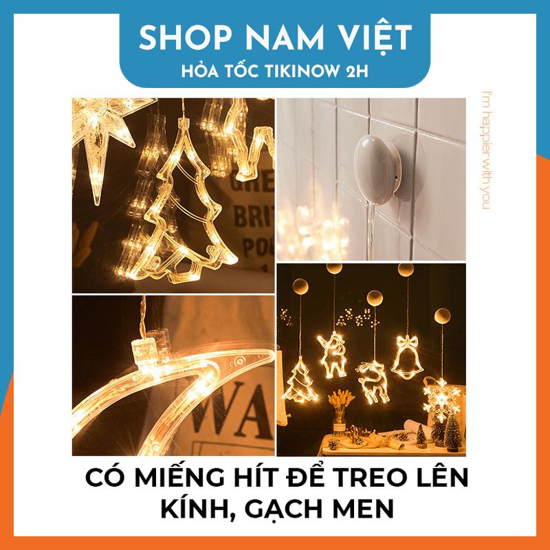 Dây Đèn Led Treo Hình Bông Tuyết, Chuông, Trăng Sao Trang Trí Giáng Sinh - Chính Hãng NAVIVU