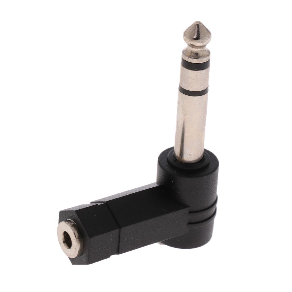 6.35mm Male Plug to 3.5mm Female Jack MIC Headset Audio Elbows Connector