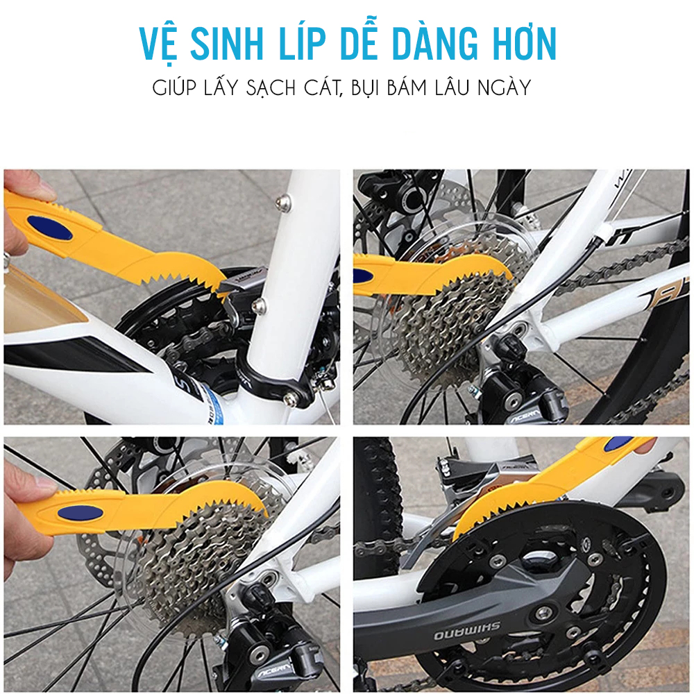 Dụng Cụ Vệ Sinh Lau Chùi Bảo Dưỡng Xe Đạp Gồm Chổi Lau Sên Xích, Chổi Cọ Lốp, Găng Tay Vải (Nhiều Món) Giúp Lau Chùi Vệ Sinh Nhanh Chóng