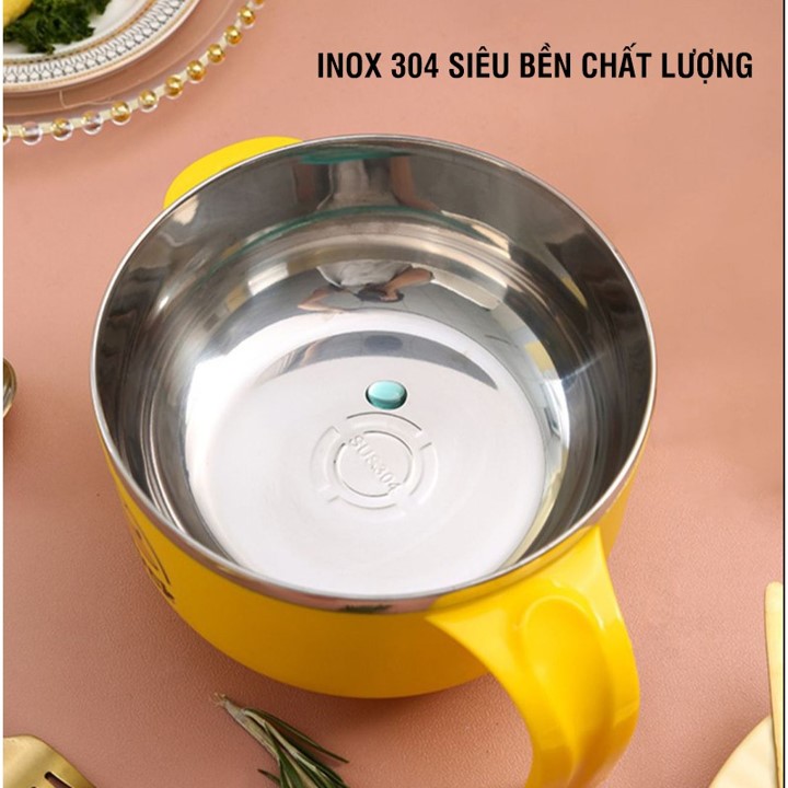 BÁT ĂN MÌ INOX - HÌNH VỊT VÀNG , CÓ NÓ NẮP ĐẬY