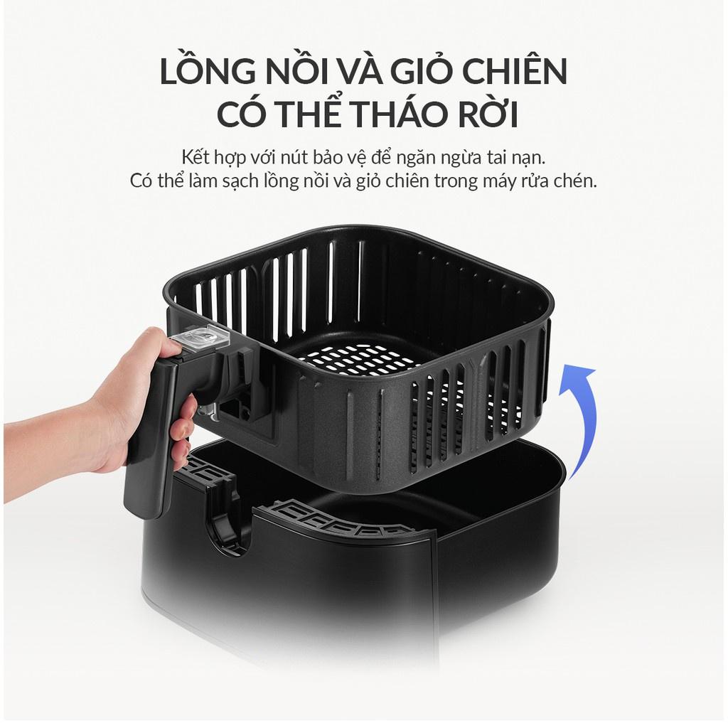 Nồi chiên không dầu Lock&amp;Lock Deluxe Air Fryer EJF284BLK 5.5L - Hàng chính hãng, 8 chế độ cài đặt sẵn - Hapos