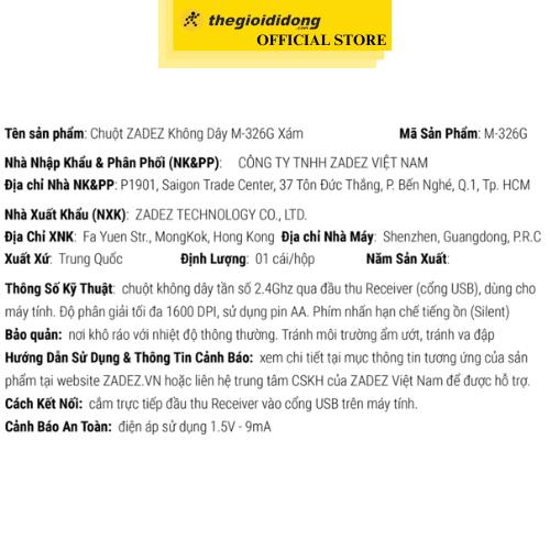 Chuột Không Dây Silent Zadez M326 - Hàng Chính Hãng