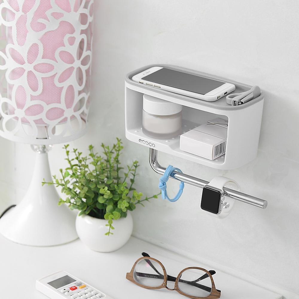 Hộp đựng đồ trong phòng tắm treo tường thiết kế kèm thanh treo khăn ecoco