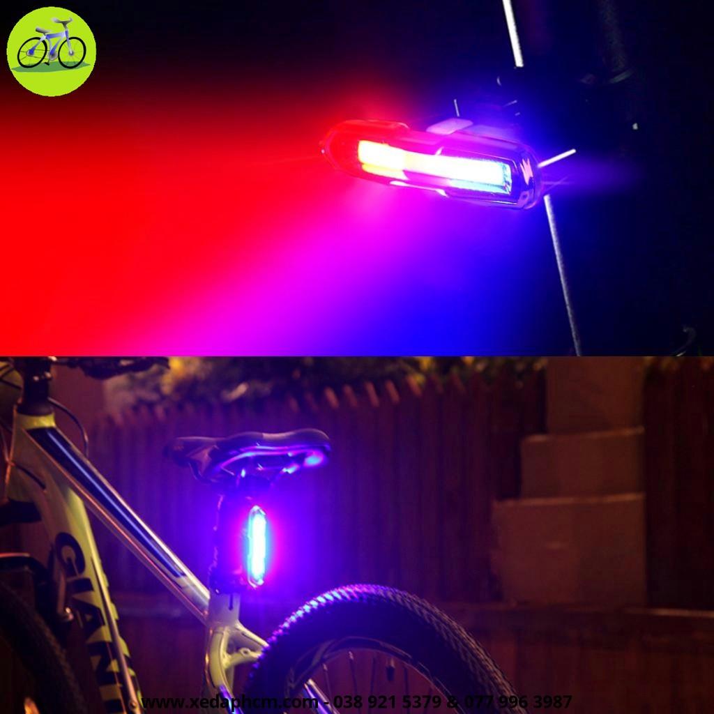 Đèn đuôi xe đạp 3 màu siêu sáng cáp sạc USB