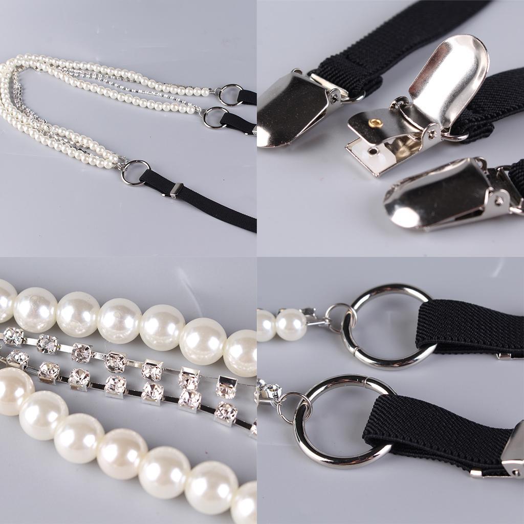 Black+White Suspenders Women Y-back Trousers Adjustable Shirt Braces