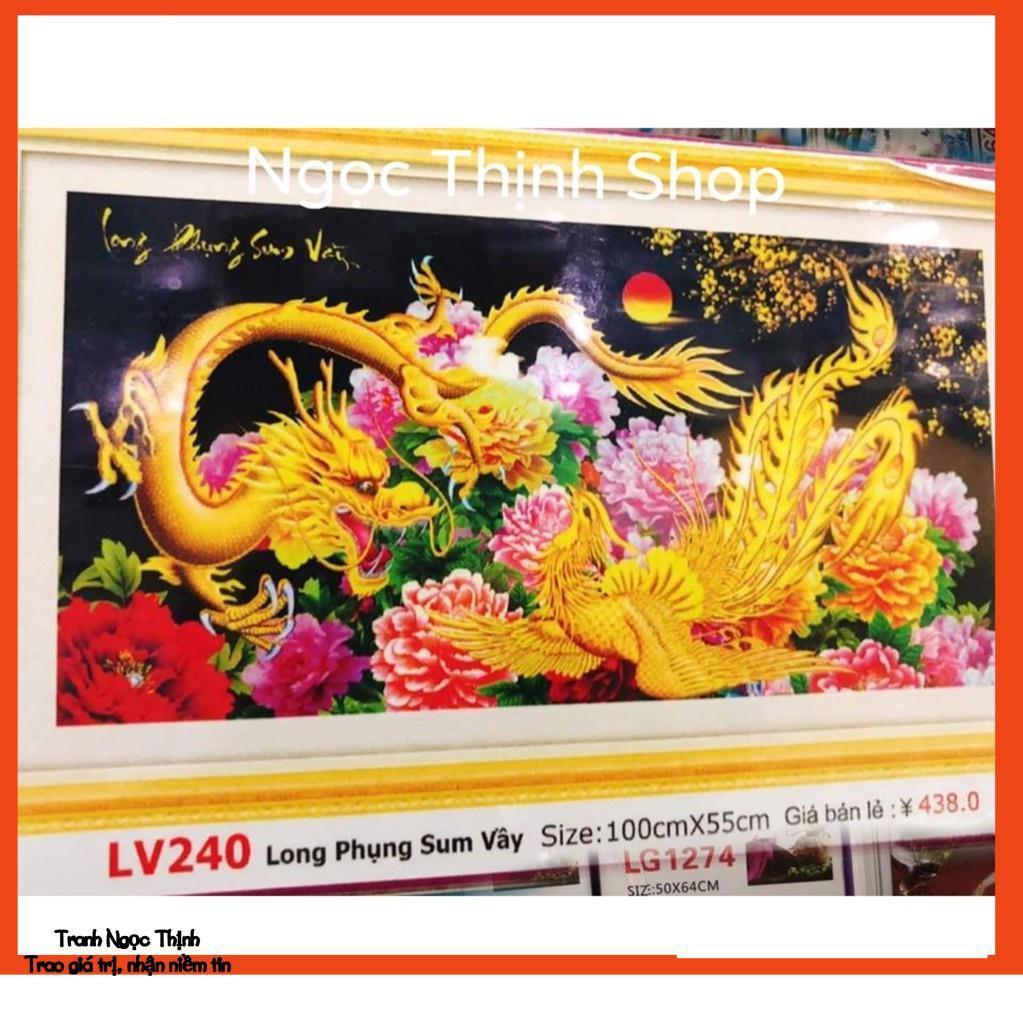 Tranh đính đá cao cấp Long Phụng Sum Vầy LV240- KT: 100x55Cm