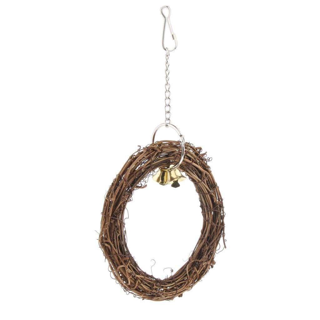 Bird Parrot Cage Hanging Swing Chew Perches Toys Cockatiel Budgie Rattan Stand