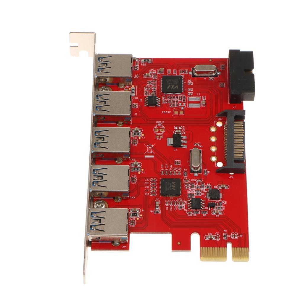 PCI-E to USB 3.0 5Port Expansion Card with 20 pin for Desktop