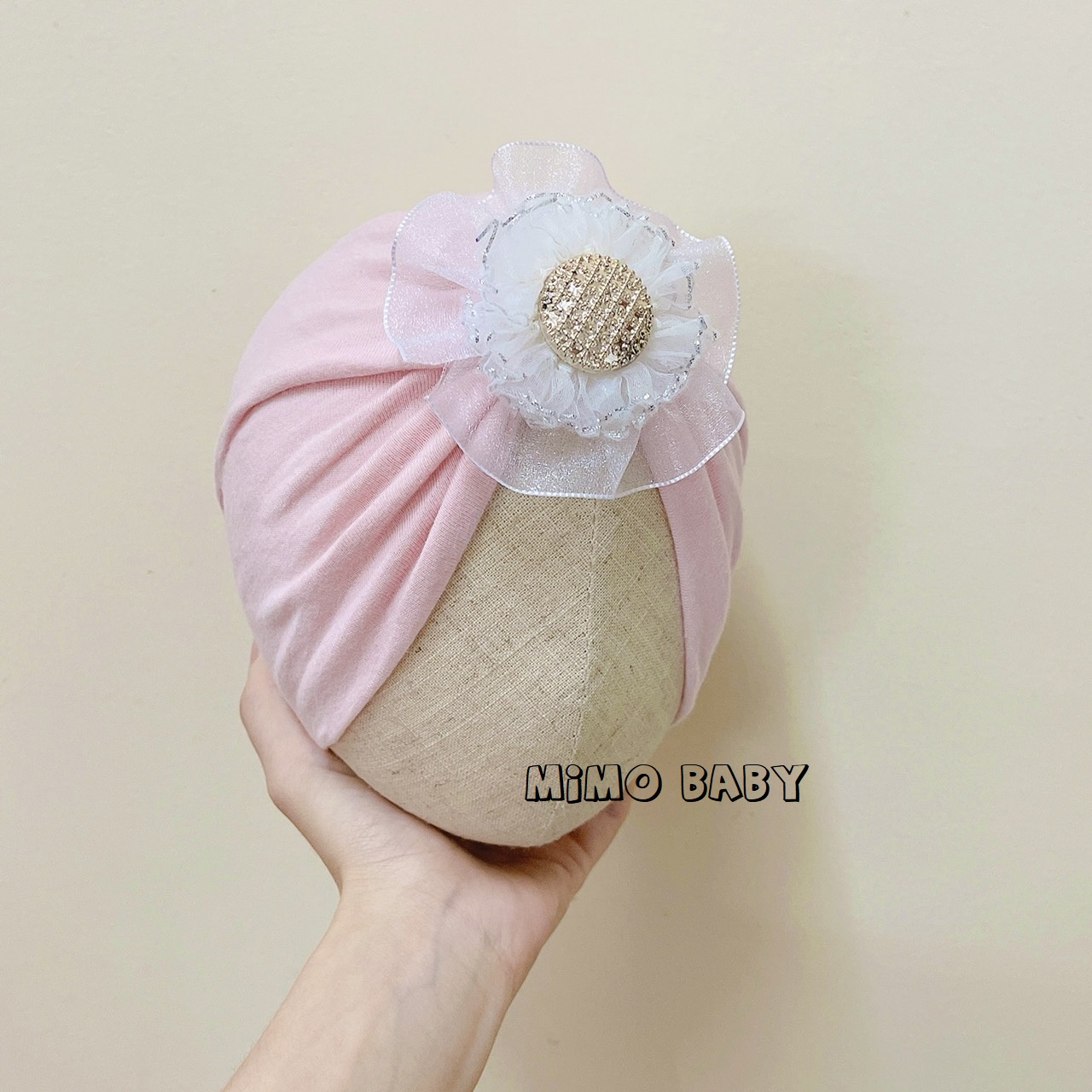 Mũ turban hồng baby MTB91 Mimo Baby