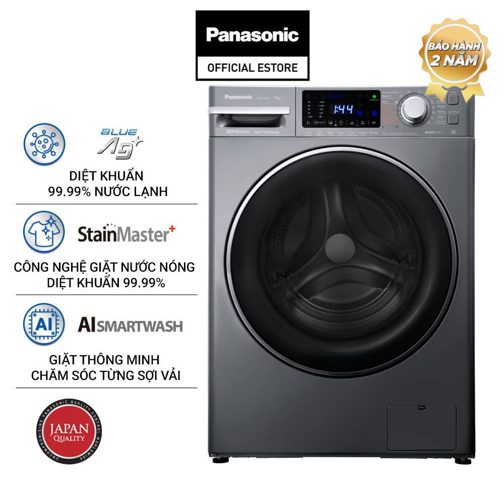 [Lắp đặt trong vòng 24h] Máy Giặt Cửa Trước Panasonic 11 Kg NA-V11FX2LVT- Diệt Vi Khuẩn 99.9% - Hàng chính hãng