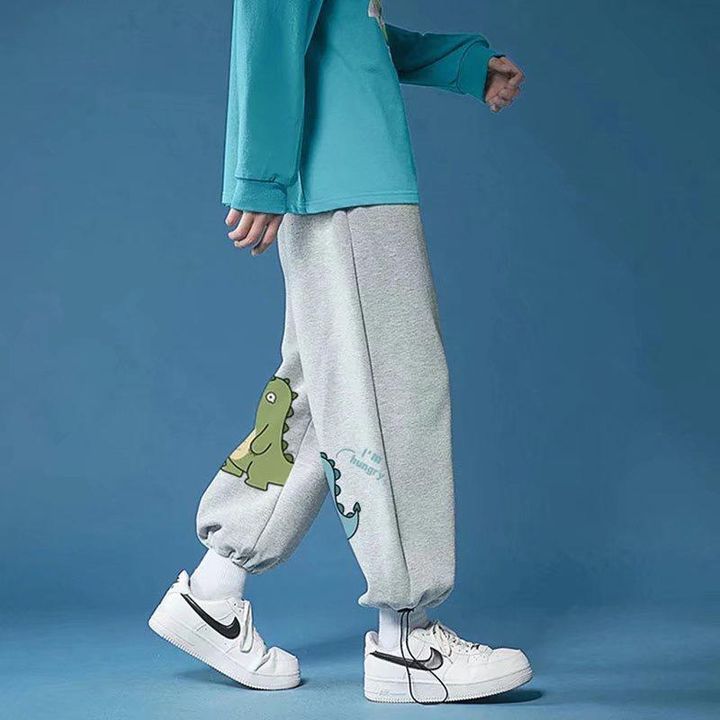 Quần dài thể thao in hình khủng long xanh dương size S-3XL thời trang mùa thu cho nam