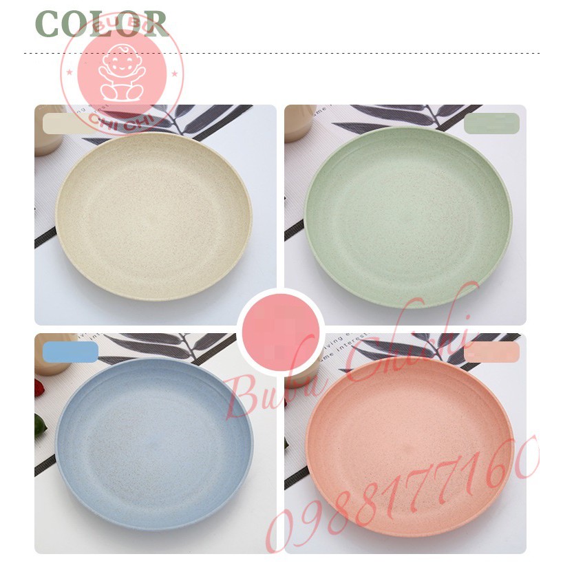 Combo 4 Đĩa Chất Liệu Lúa Mạch An Toàn Màu Pastel - 15x15