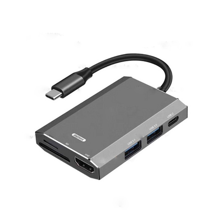 Hub chuyển đổi Remax RU-U30 6 in 1 cổng Type C ra USB 3.0 + HDMI + Đầu đọc thẻ nhớ - Hàng nhập khẩu