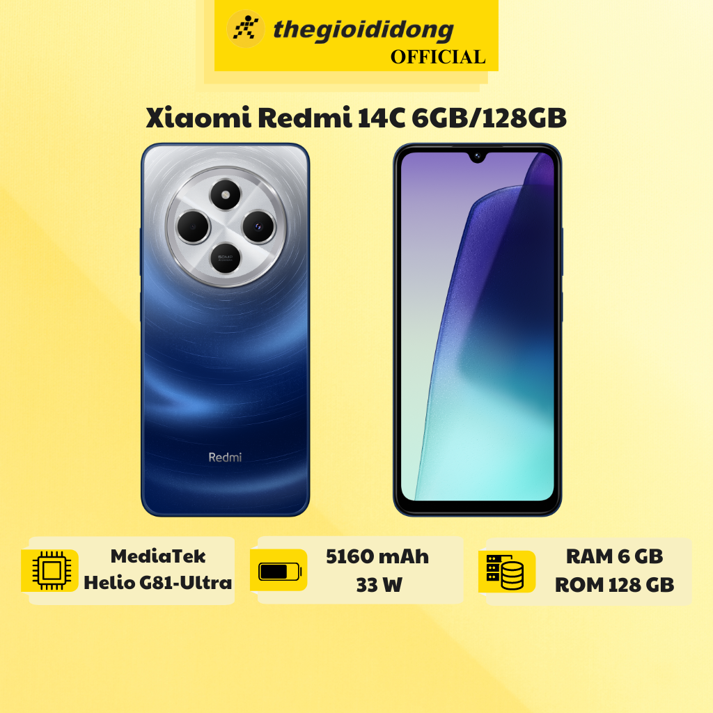 Điện thoại Xiaomi Redmi 14C 6GB/128GB - Hàng Chính Hãng