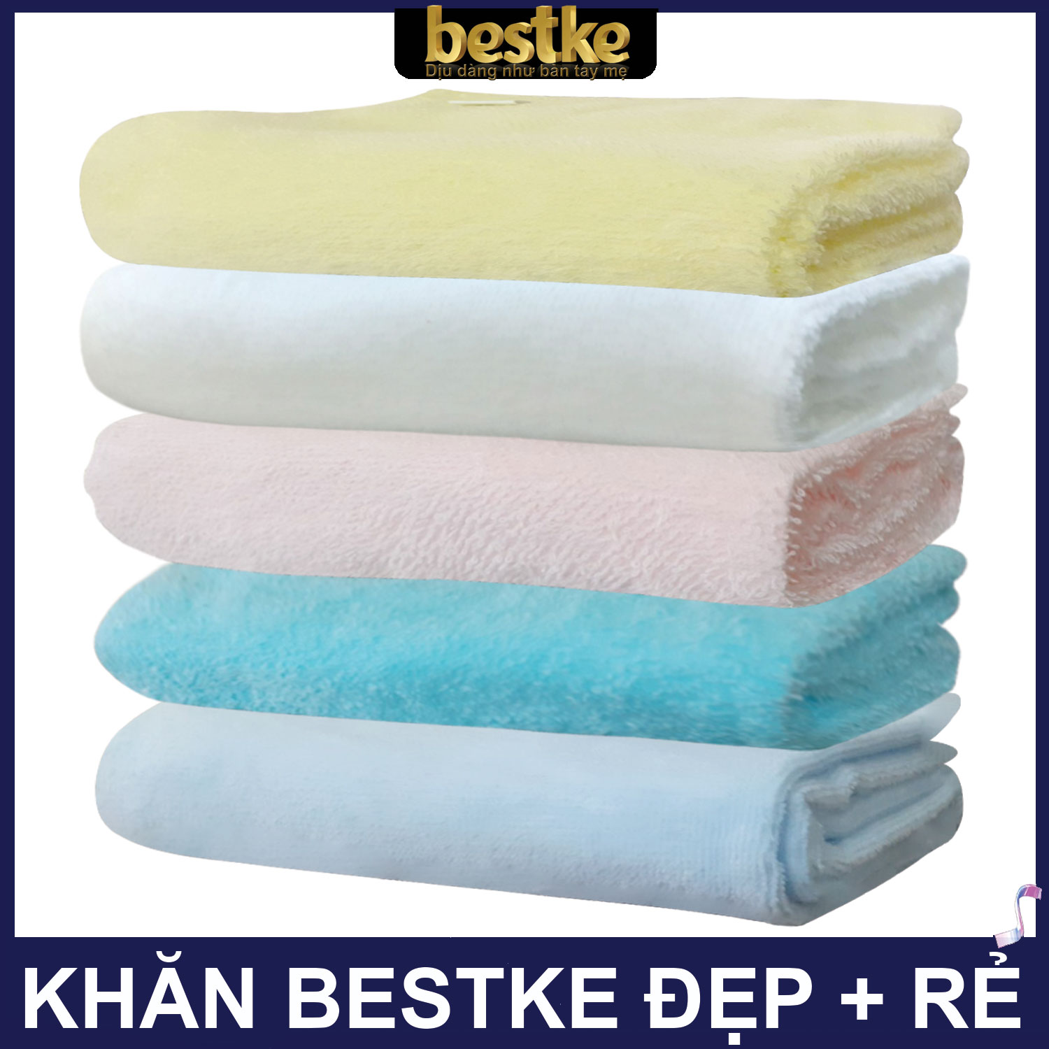 Combo 4 cái Khăn gội bestke 100% cotton, màu xanh nõn chuối, KT 83*33cm, Shop Bestke