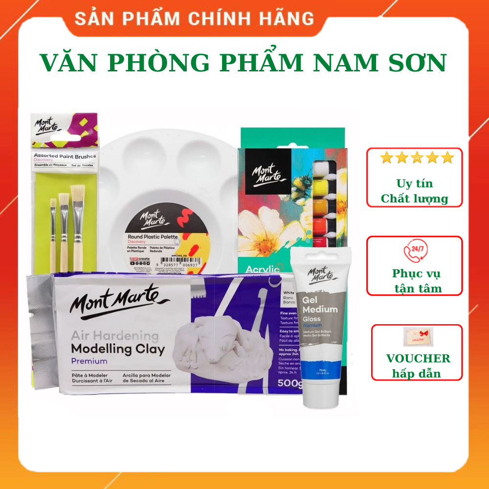 Hình ảnh Combo đất sét tự khô và dụng cụ vẽ đầy đủ Full Bộ Mont Marte