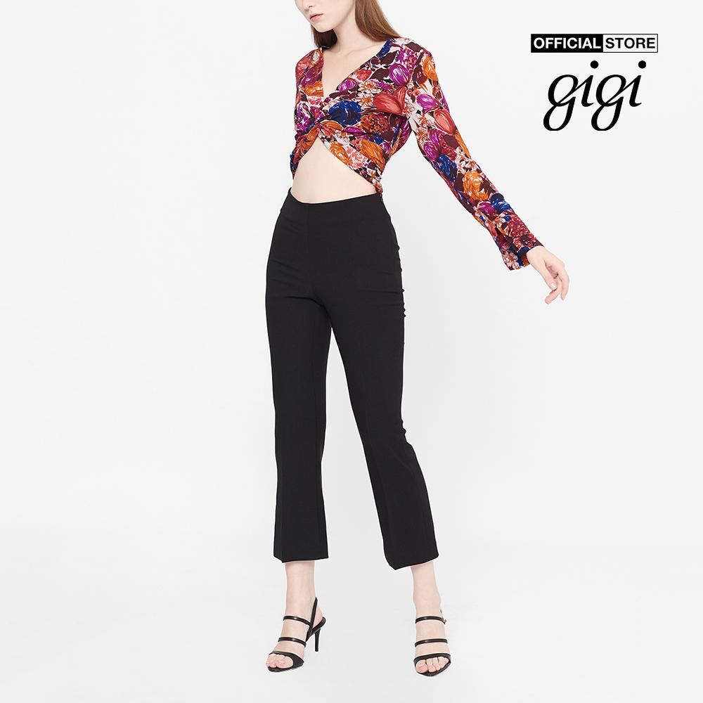 GIGI - Áo croptop nữ cổ V tay dài ống loe Interlock Twist G1106211202S