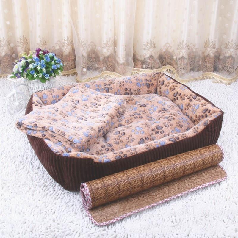Tấm thảm in hình dấu chân làm giường ngủ cho thú cưng ấm áp 60x40cm