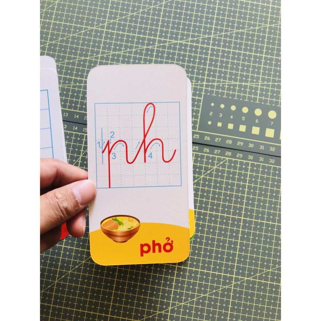 Bộ 42 thẻ flashcard học tiếng việt có chữ ghép và chữ đơn,chữ số_ thẻ học tiếng việt cho bé- MT books