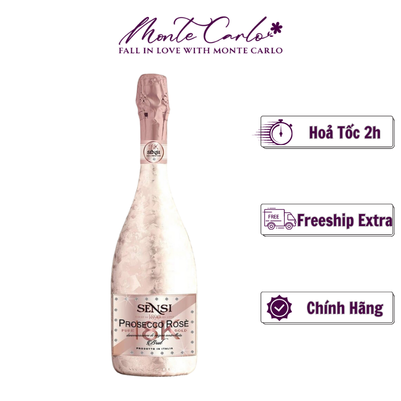 Vang Sủi Hồng Sensi 18K Prosecco Rose Rượu Vang Ý Sủi Hồng Nhập Khẩu Chính Hãng Fall In Love With MonteCarlo