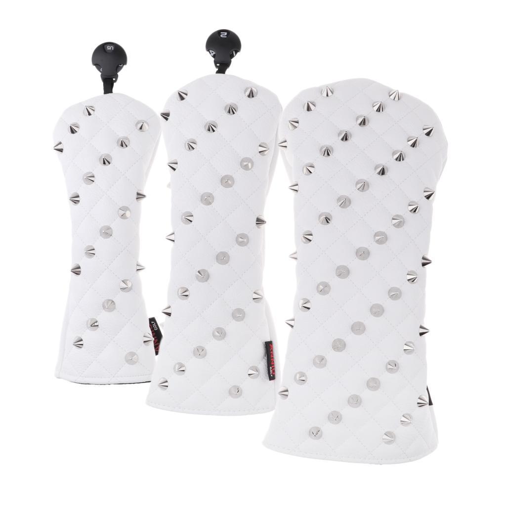 2-Pack PU Golf Head Covers #1 Driver #3/#5 Fairway Woods Club Headcovers